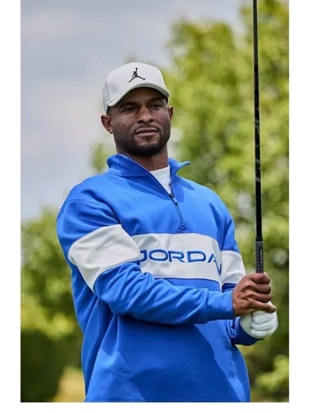 Nike Dri-fit Jordan Blue & White Zip-Front Sweatshirt - Picture 7 of 10